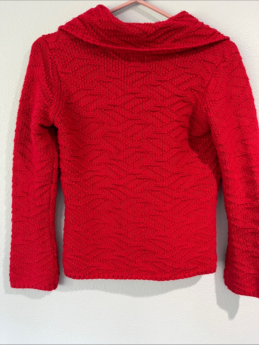 JM Collection Collection Red Knit Button-Collar Cardigan Red - Picture 4 of 6